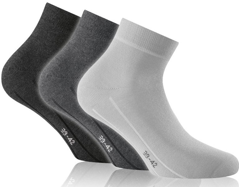 Rohner Tagessocke Sneaker Basic Plus hellgrau/grau/dunkelgrau - 3 Paar